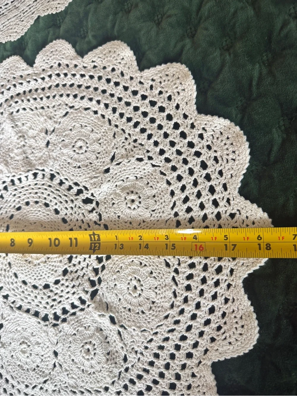 4 Pc Cotton Crochet Doily Set Ecru Floral Round & Rectangle Doilies